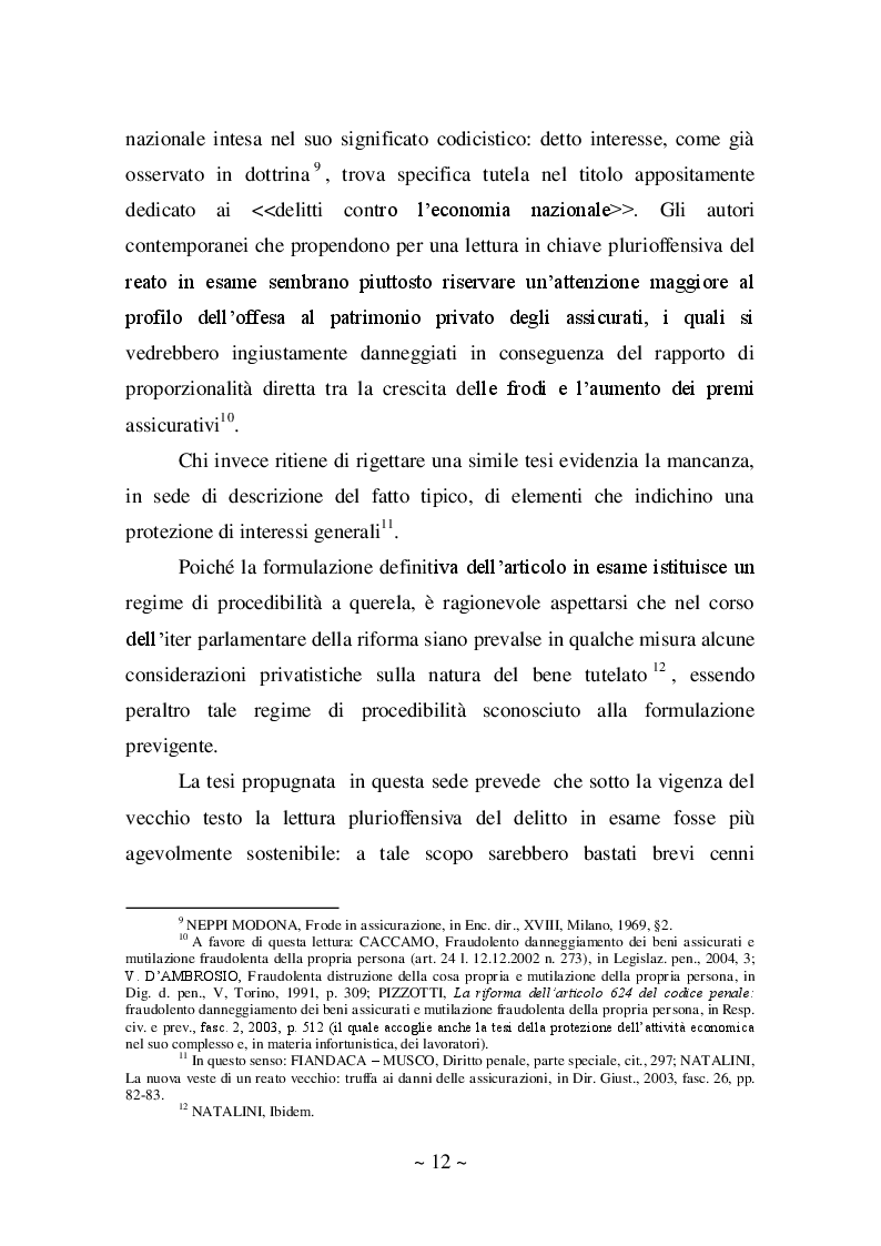 Estratto dalla tesi: Frode in assicurazione: l'articolo 642 del Codice Penale tra dato normativo e prospettive ermeneutiche