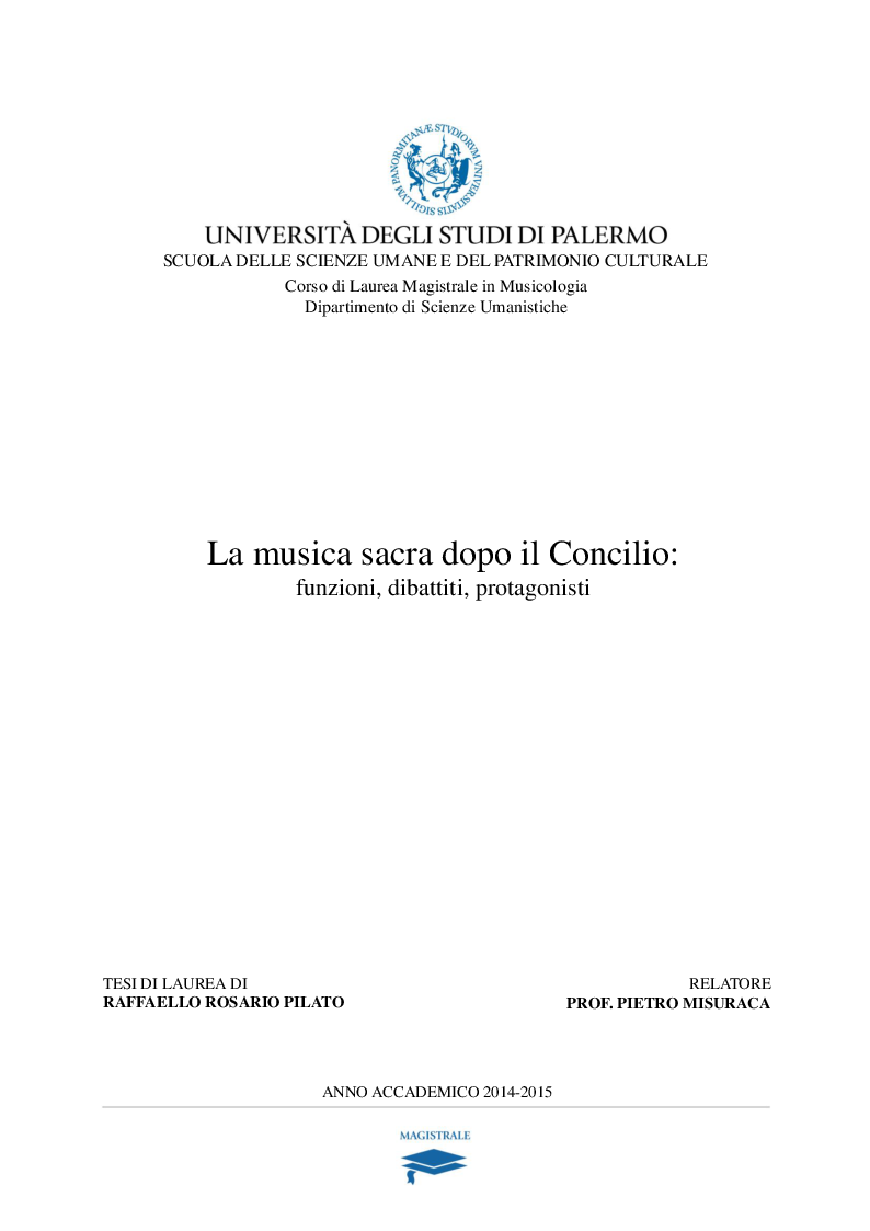 Anteprima della tesi: La musica sacra dopo il Concilio: funzioni, dibattiti, protagonisti., Pagina 1