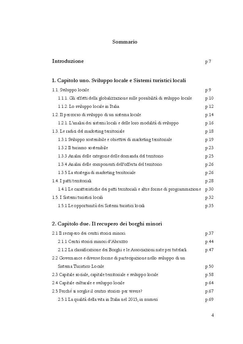 Indice della tesi: Il recupero dei centri storici come strumento di sviluppo locale: il caso di S. Stefano di Sessanio (AQ), Pagina 1