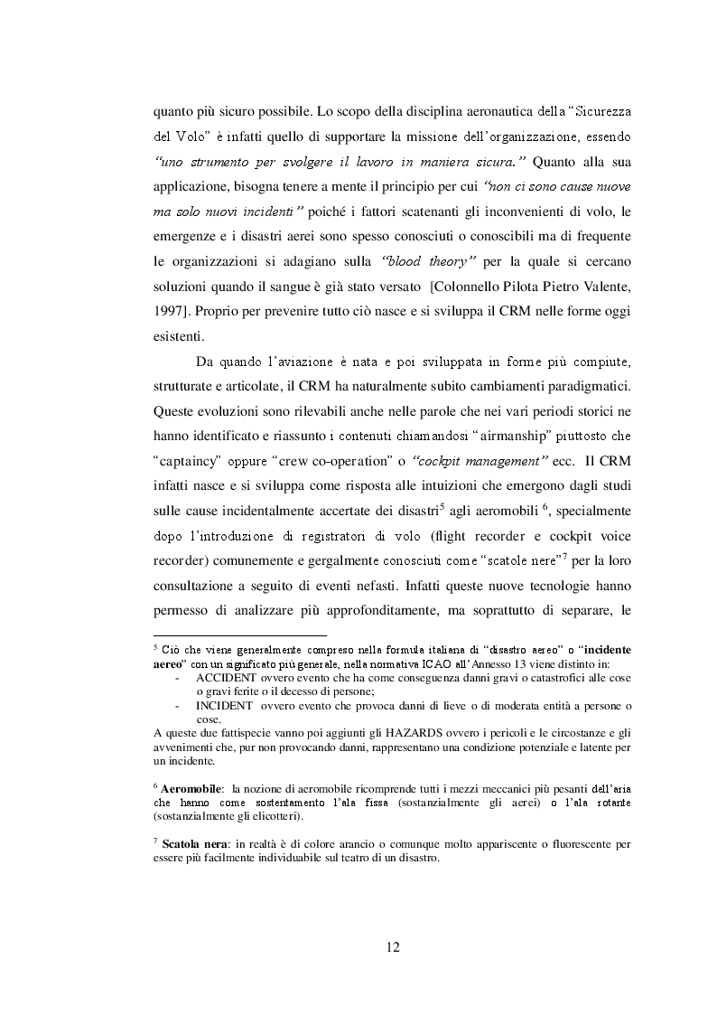 Estratto dalla tesi: Crew Resource Management, gestione degli equipaggi di volo nel servizio aereo di polizia