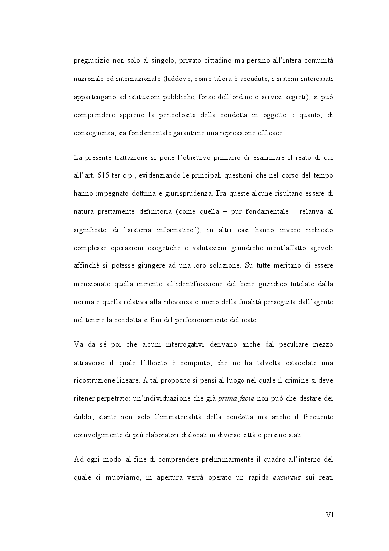 Anteprima della tesi: L'accesso abusivo ad un sistema informatico o telematico, Pagina 3