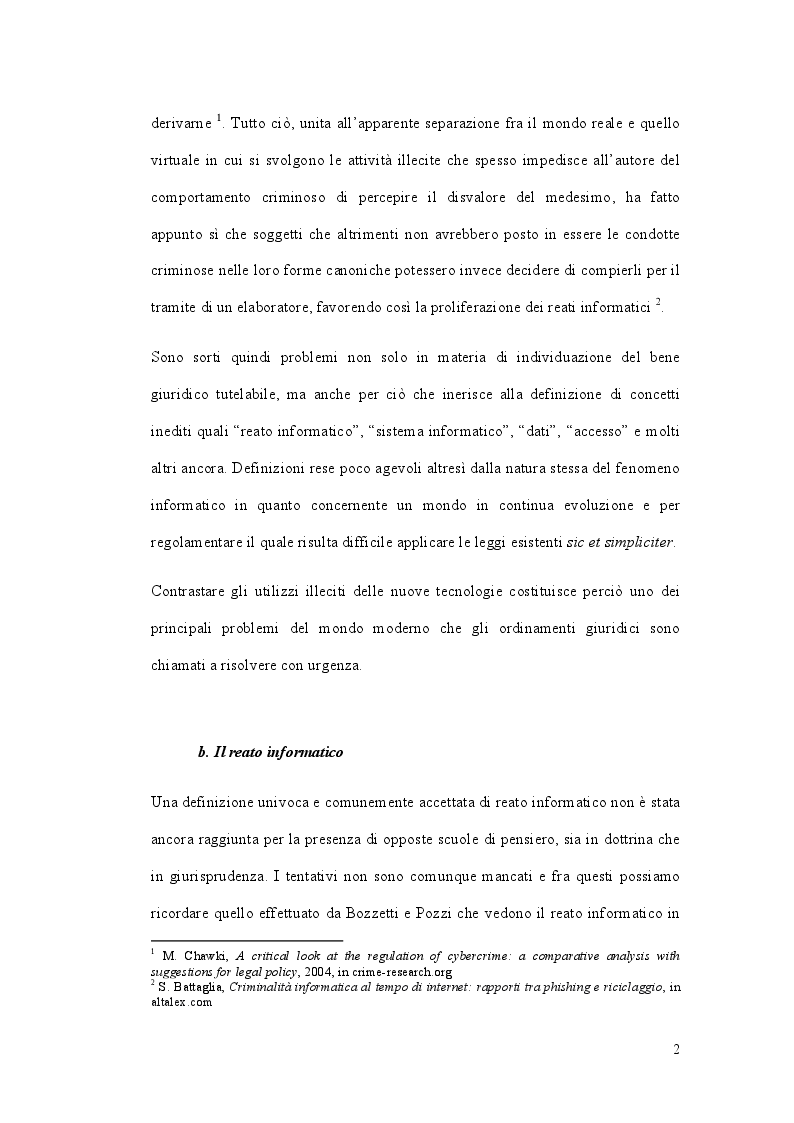 Anteprima della tesi: L'accesso abusivo ad un sistema informatico o telematico, Pagina 6