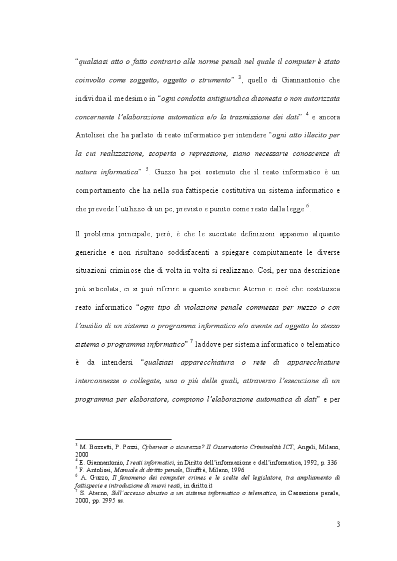 Anteprima della tesi: L'accesso abusivo ad un sistema informatico o telematico, Pagina 7