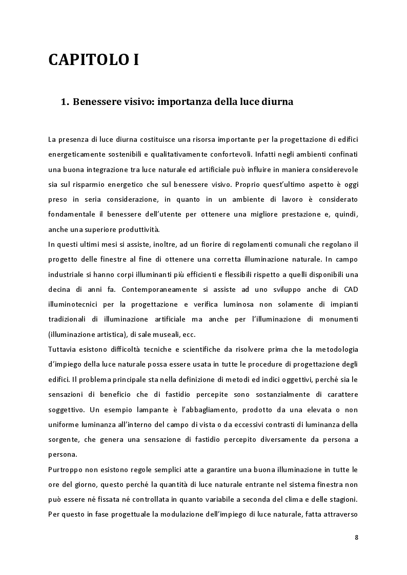 Estratto dalla tesi: Daylighting: analisi energetica del sistema finestra