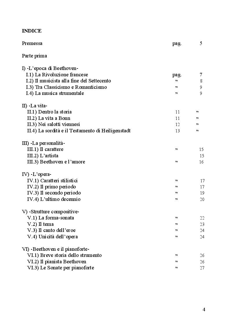Indice della tesi: Beethoven: ''Da Bonn all'Aurora'', Pagina 1
