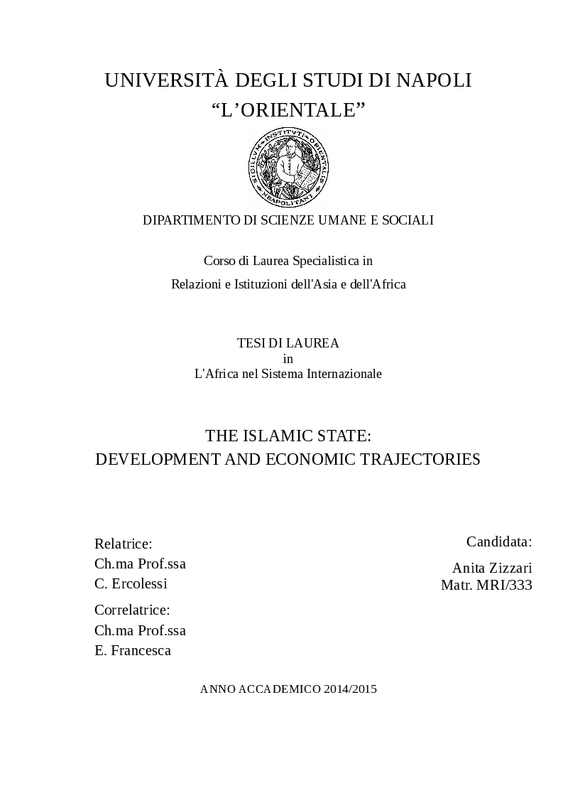 Anteprima della tesi: The Islamic State, development and economic trajectories, Pagina 1