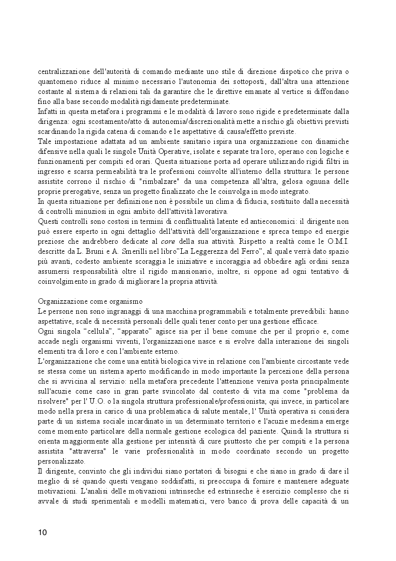 Estratto dalla tesi: Azione organizzativa del dirigente nel contesto di equipe multidisciplinari in ambito sanitario e socio assistenziale