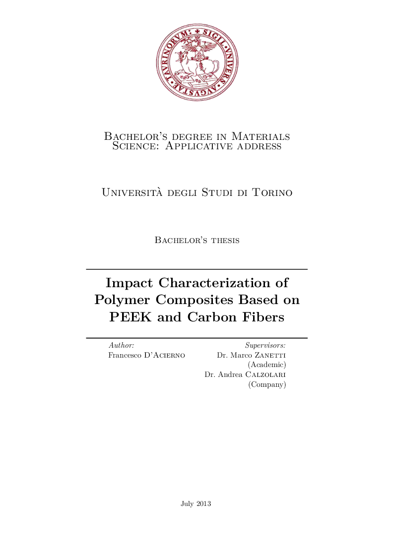 Anteprima della tesi: Impact Characterization of Polymer Composites Based on PEEK and Carbon Fibers, Pagina 1