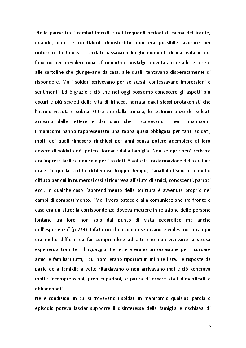 Estratto dalla tesi: Patologie mentali e Grande Guerra: le origini della psichiatria e della psicologia di guerra in Italia
