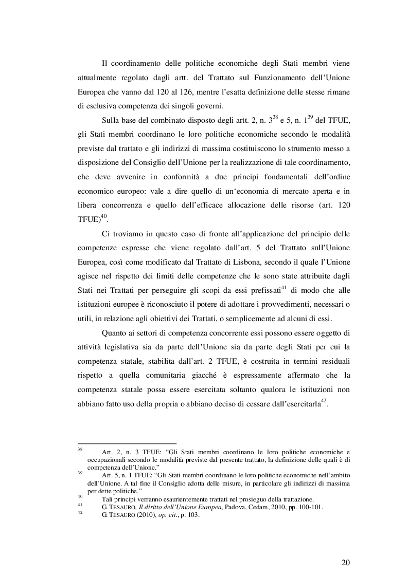 Estratto dalla tesi: La governance economica europea e il ruolo delle organizzazioni finanziarie internazionali