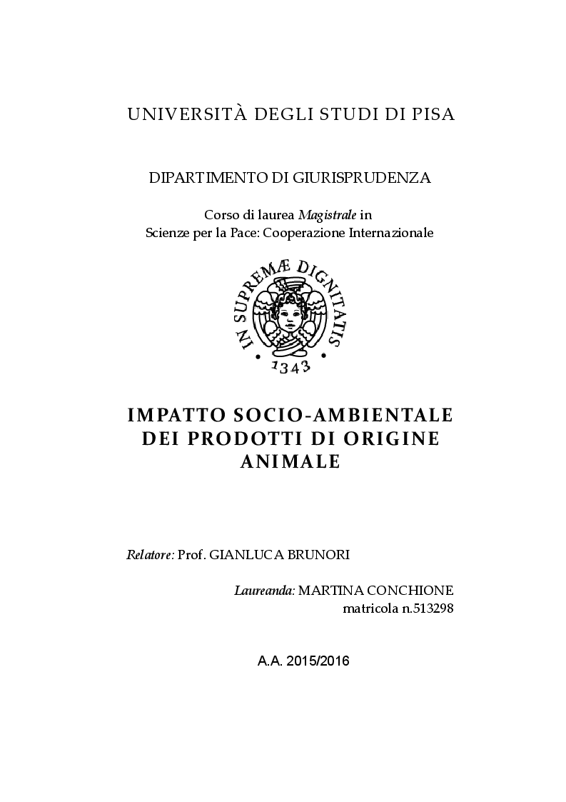 Anteprima della tesi: Impatto socio-ambientale dei prodotti di origine animale, Pagina 1