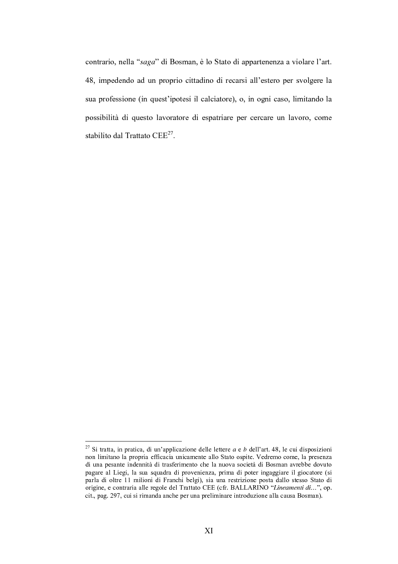 Anteprima della tesi: La sentenza Bosman ed i suoi effetti sull'ordinamento sportivo, Pagina 11