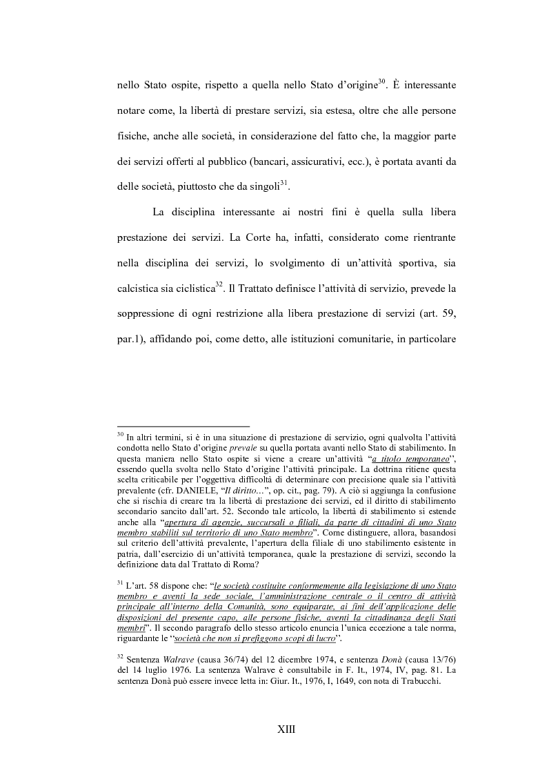 Anteprima della tesi: La sentenza Bosman ed i suoi effetti sull'ordinamento sportivo, Pagina 13