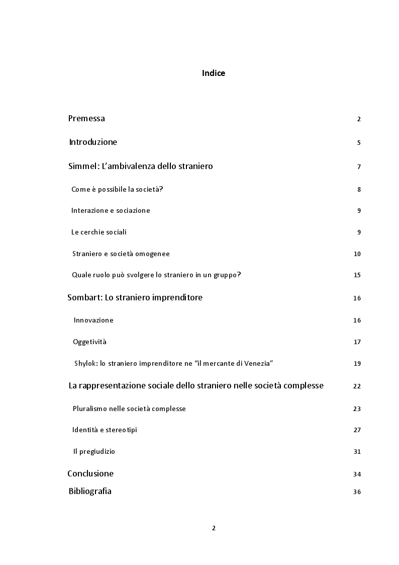 Indice della tesi: Lo straniero. Il senso politico di un rapporto sociale, Pagina 1