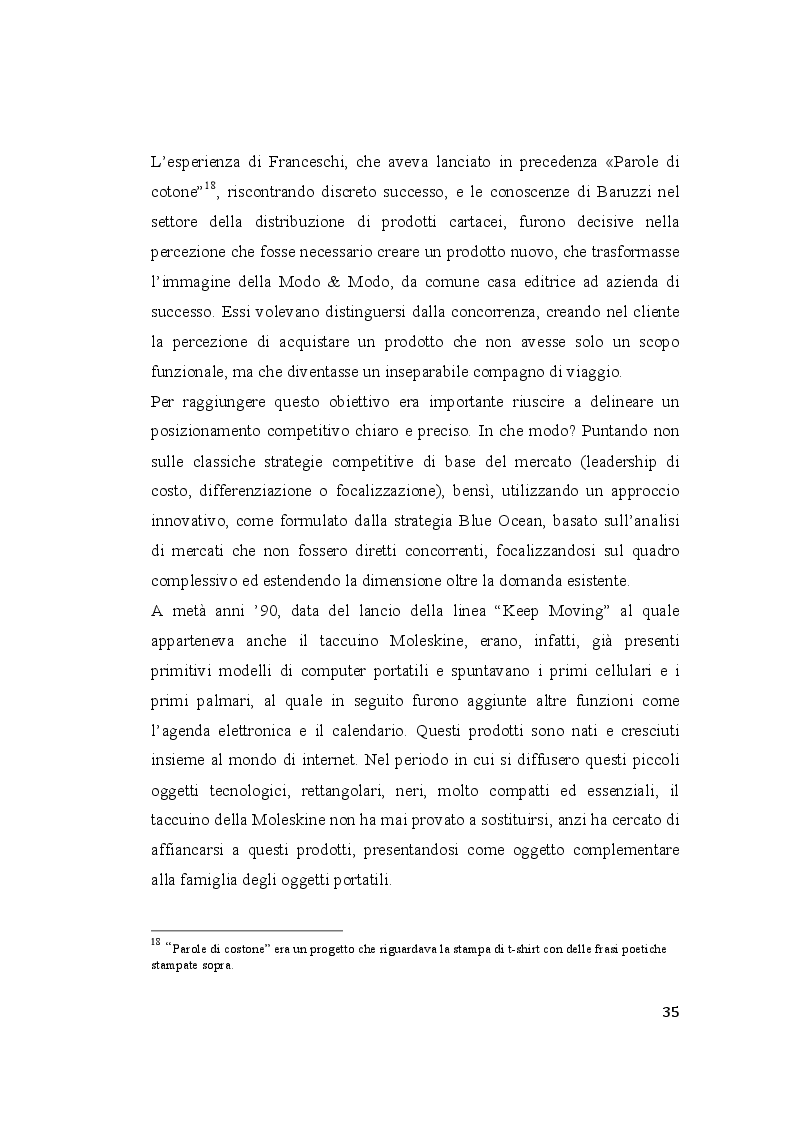Estratto dalla tesi: L’innovazione di valore nella Strategia Blue Ocean: il caso Moleskine