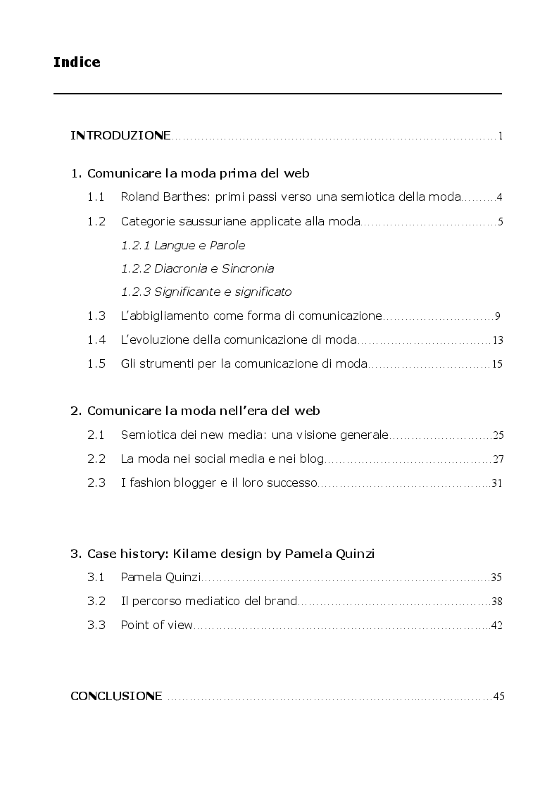 Indice della tesi: L'aspetto social della moda: nuove tendenze del fashion, Pagina 1