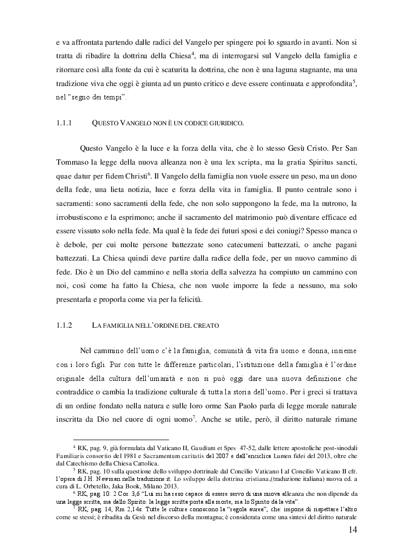 Estratto dalla tesi: Il sinodo sulla famiglia 2014 e i presupposti canonici per la conciliazione delle divergenze