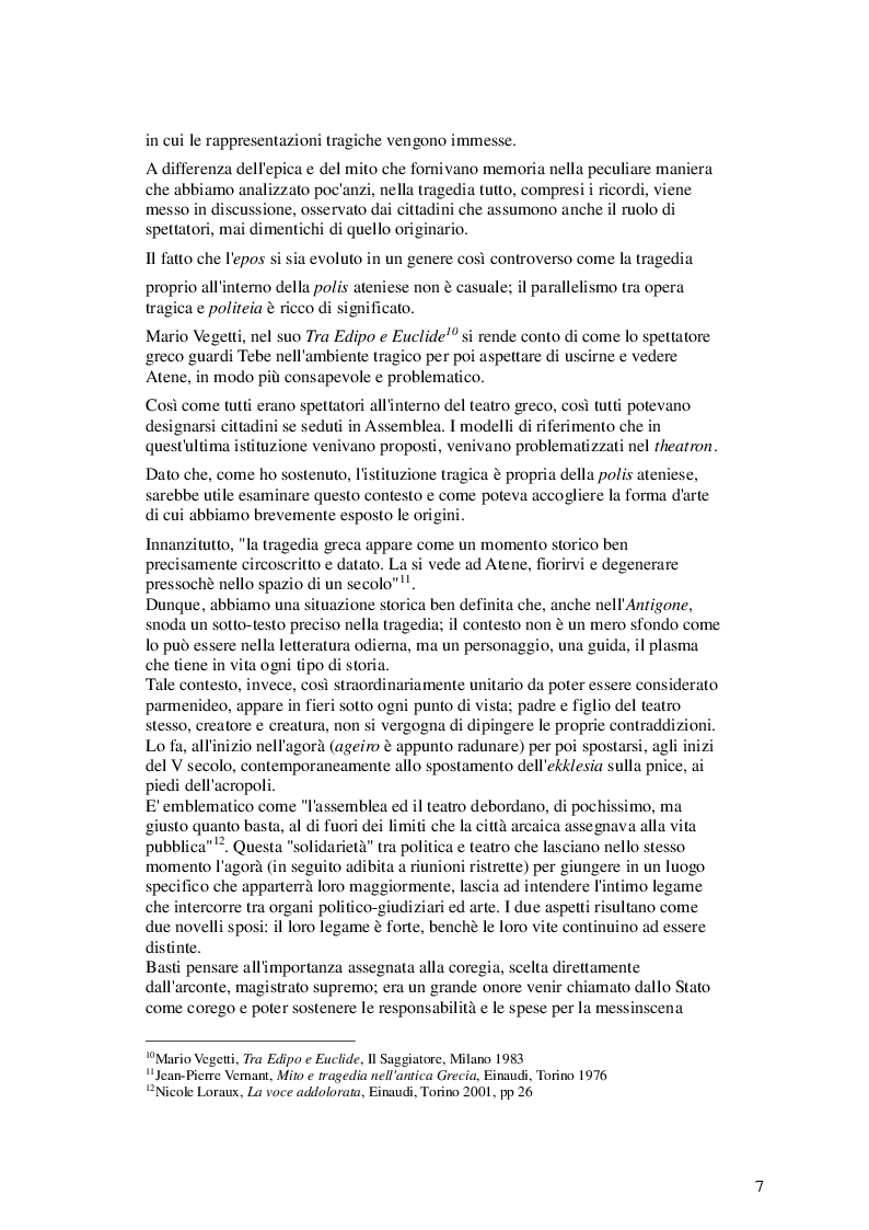 Estratto dalla tesi: Sui ruoli di Antigone