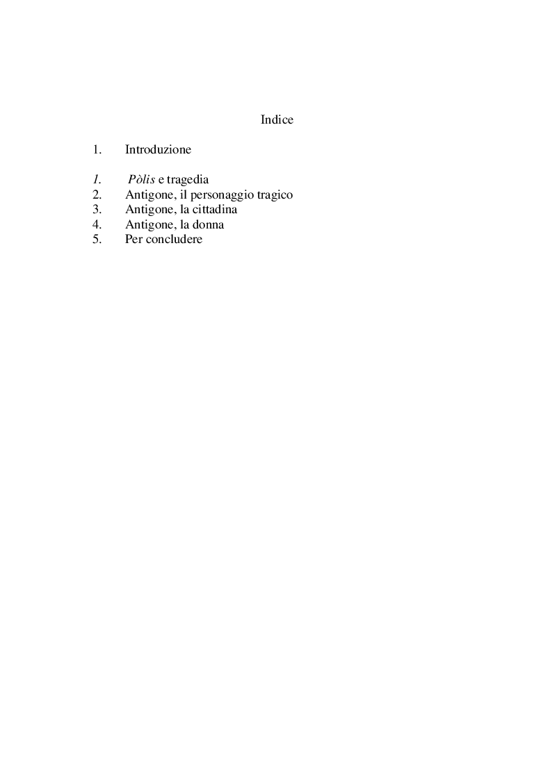 Indice della tesi: Sui ruoli di Antigone, Pagina 1