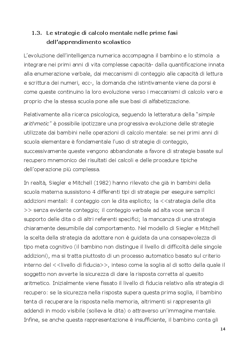 Estratto dalla tesi: The Disvantage of strong dextrality: abilità matematiche e handedness nei bambini della scuola elementare