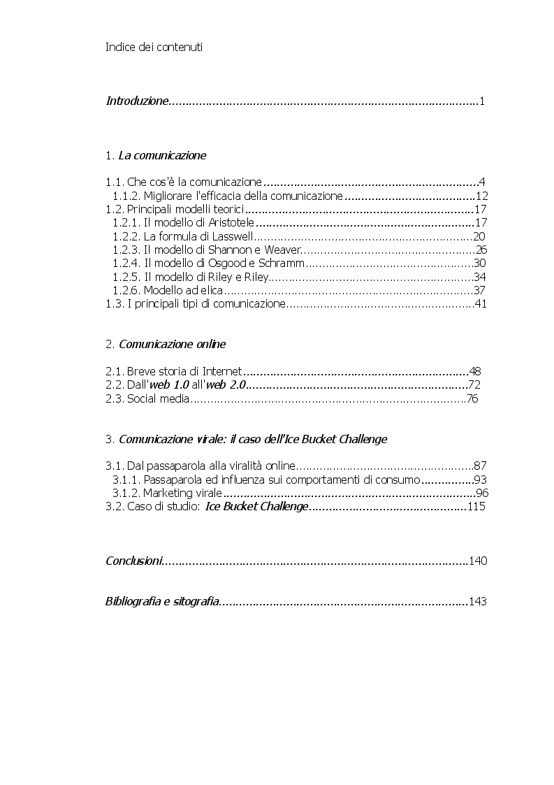 Indice della tesi: Social Media e Viralità: Nuovi Modi di Comunicare, Pagina 1