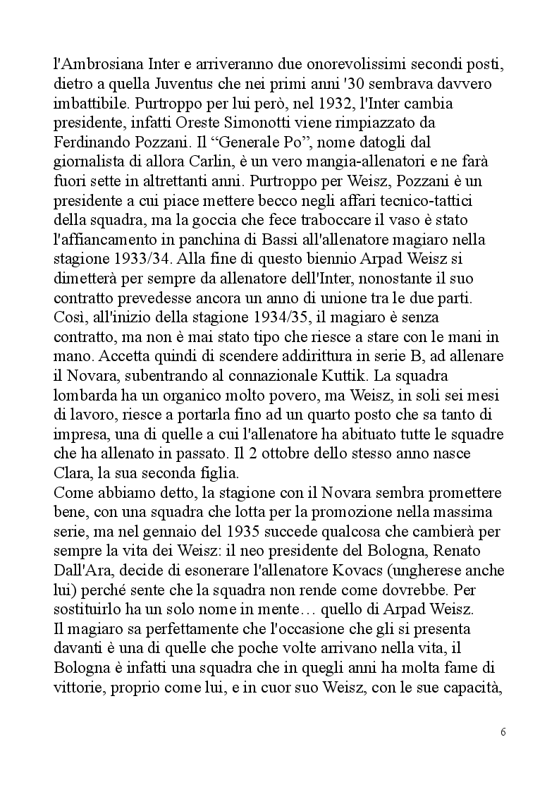 Estratto dalla tesi: Fenomenologia di un uomo cancellato dalla storia: il mito di Arpad Weisz