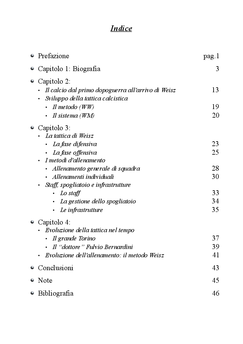 Indice della tesi: Fenomenologia di un uomo cancellato dalla storia: il mito di Arpad Weisz, Pagina 1