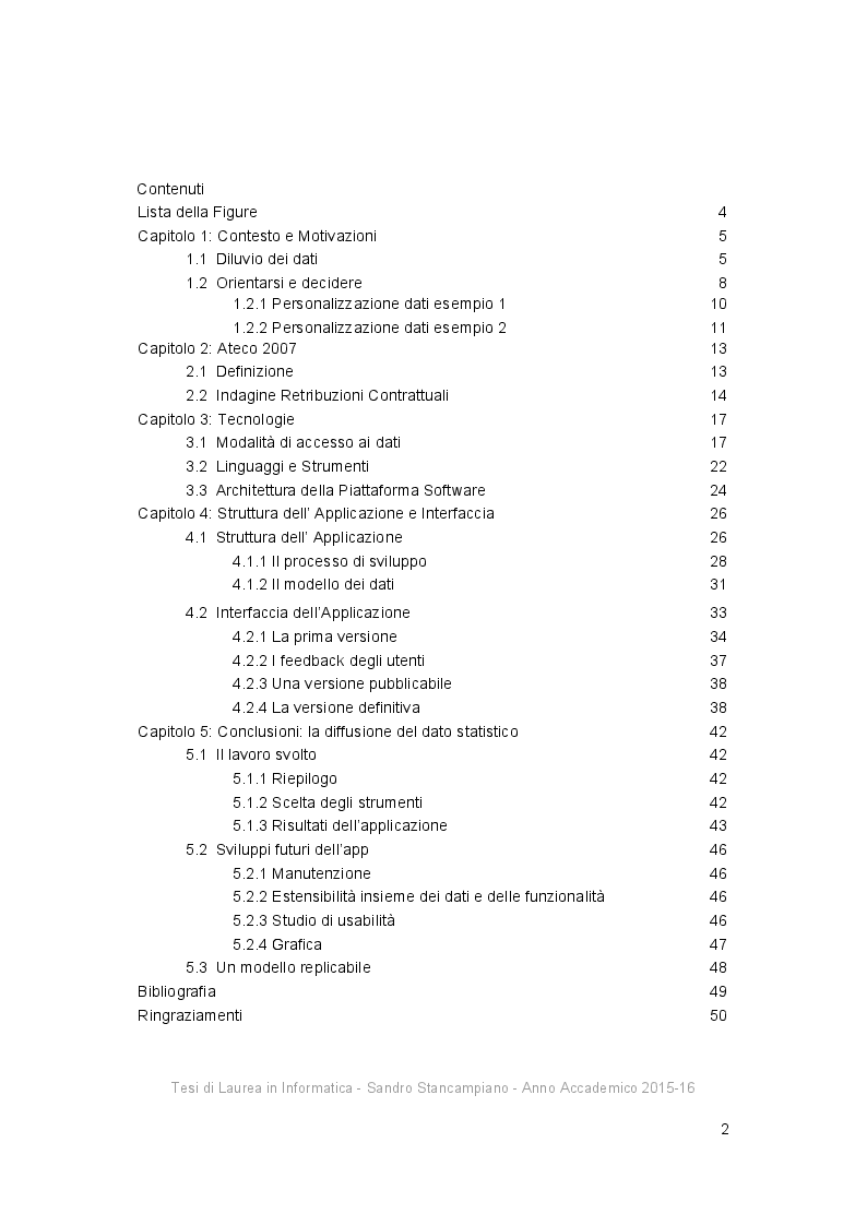 Indice della tesi: Progetto e sviluppo di un'applicazione iOS per la fruizione di Open Data dell'ISTAT sulle Retribuzioni, Pagina 1