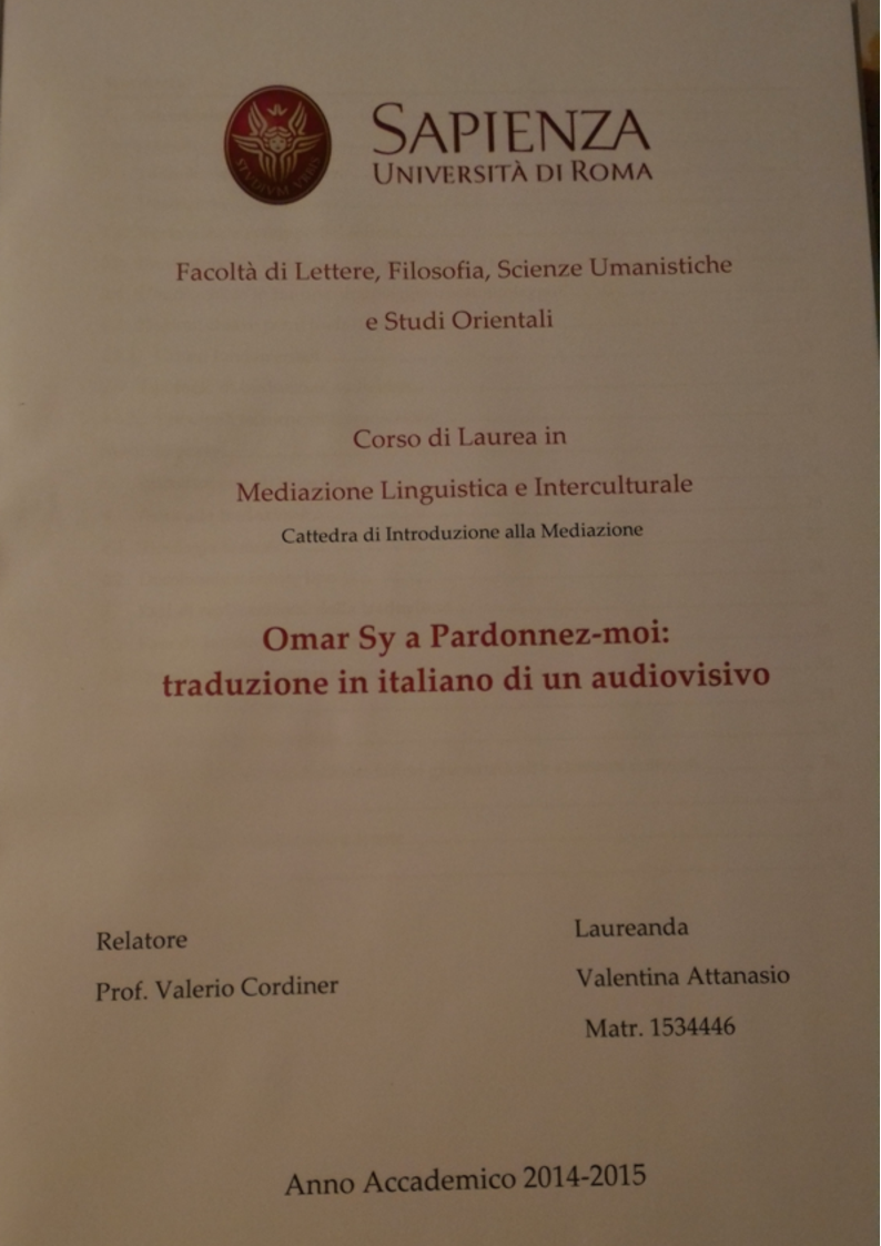 Anteprima della tesi: Omar Sy a Pardonnez-moi: traduzione in italiano di un audiovisivo, Pagina 1