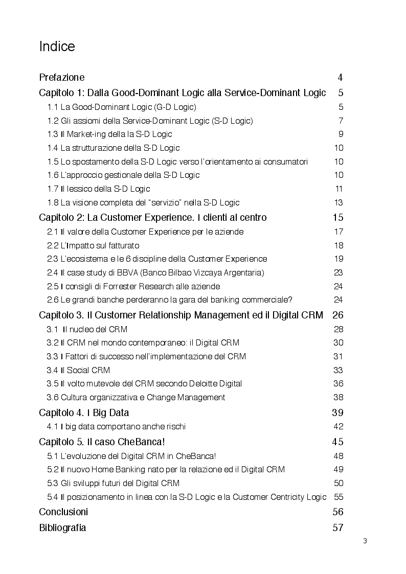 Indice della tesi: Le potenzialità del Digital CRM e la sua centralità nell'industria del banking. Il caso CheBanca!, Pagina 1