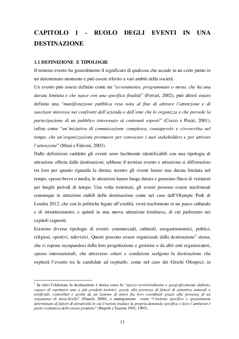 Estratto dalla tesi: Ruolo, impatto e marketing degli eventi. Il Caso Londra 2012.