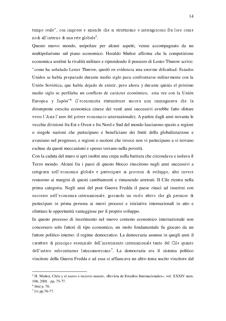 Estratto dalla tesi: L'apertura internazionale del Cile dal 1990 al 2015