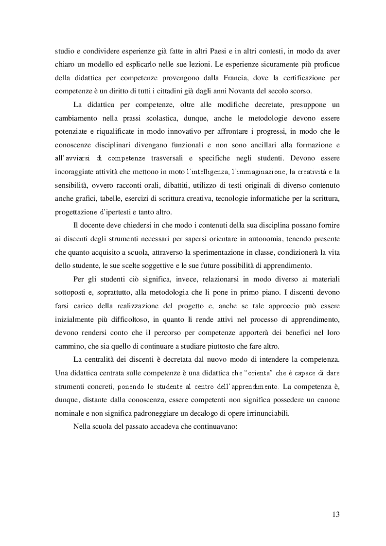 Estratto dalla tesi: Educazione linguistica e testo letterario: una sperimentazione didattica a partire dal progetto Compita