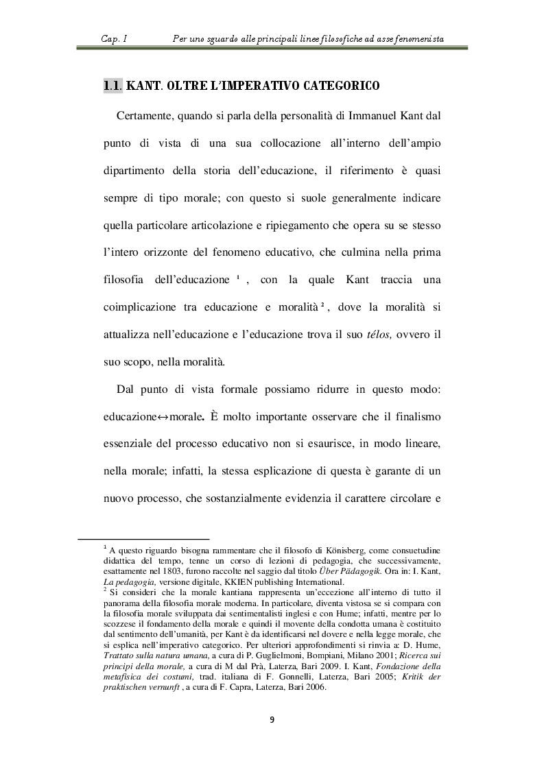 Estratto dalla tesi: L'educazione fenomenistica nella prospettiva kantiana