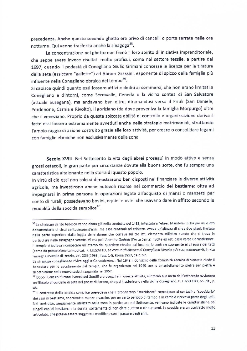 Estratto dalla tesi: Conegliano ebraica e il suo antico cimitero