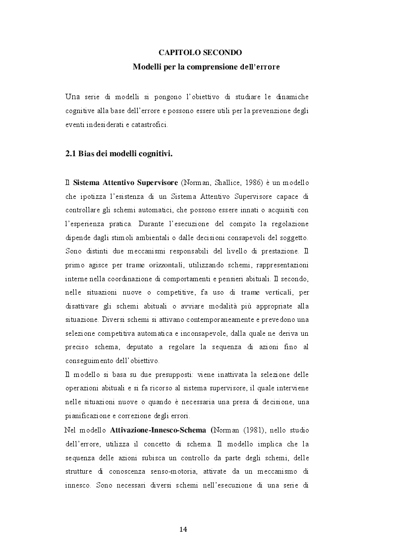 Estratto dalla tesi: Cultura dell'errore nelle organizzazioni. Case-study in ambito aeronautico civile