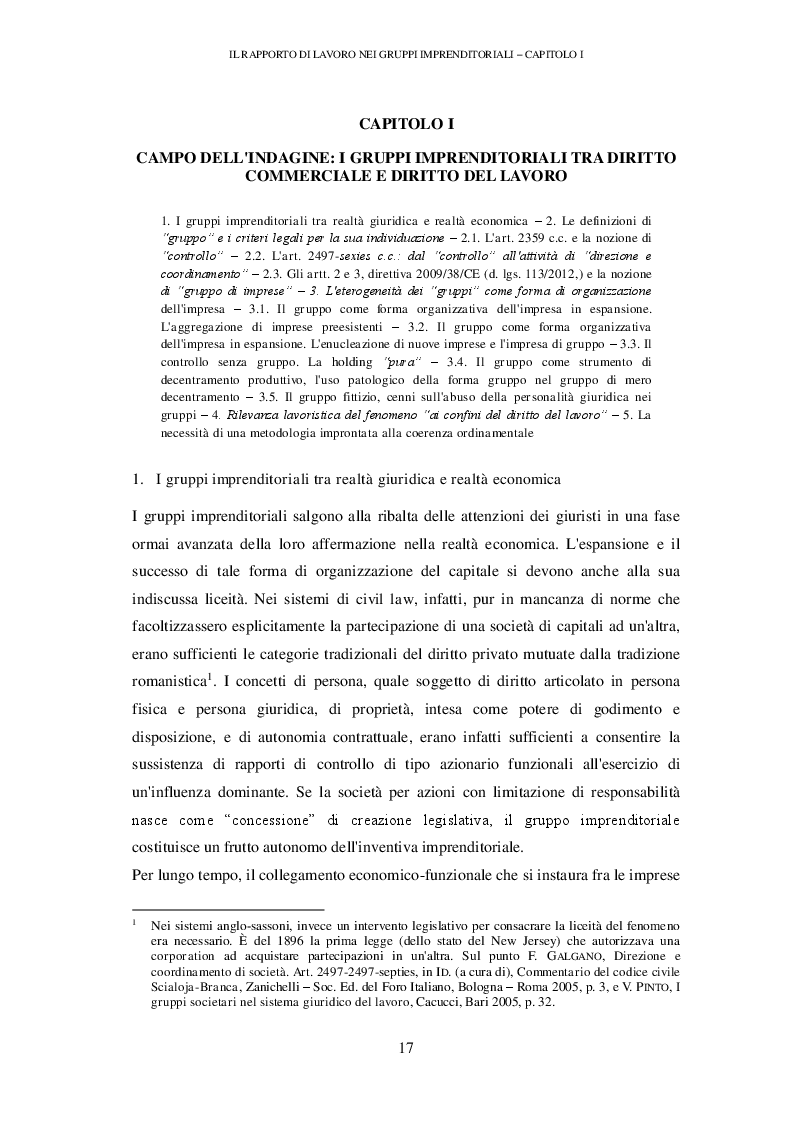 Estratto dalla tesi: Il rapporto di lavoro nei gruppi imprenditoriali