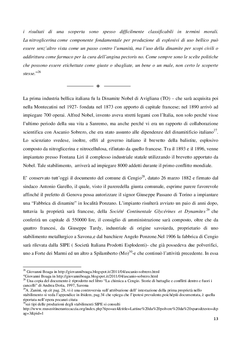 Estratto dalla tesi: L'ACNA di Cengio nel contesto dell'industria chimica italiana (1931-1999)