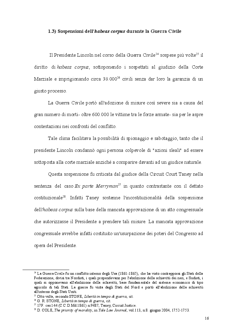 Estratto dalla tesi: La garanzia dei diritti negli Stati Uniti dopo l'emergenza dell'undici settembre 2001