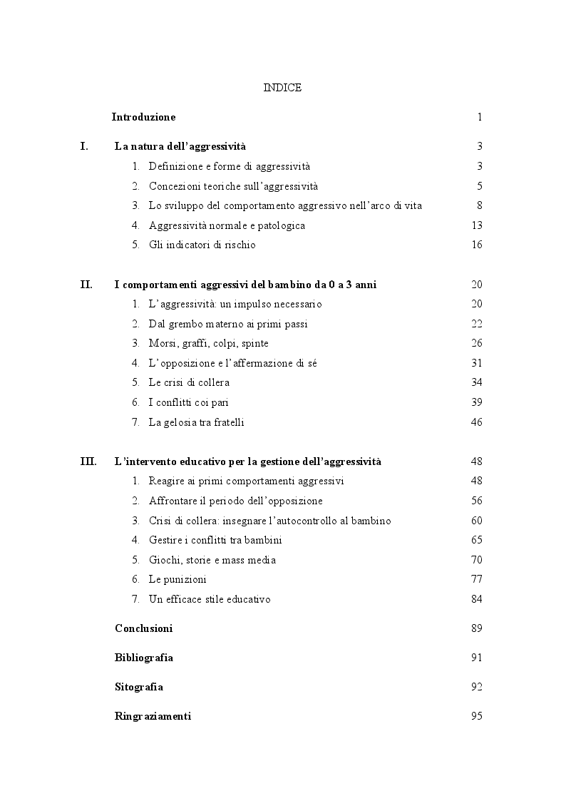 TESI LAUREA AGGRESSIVITA SCARICA