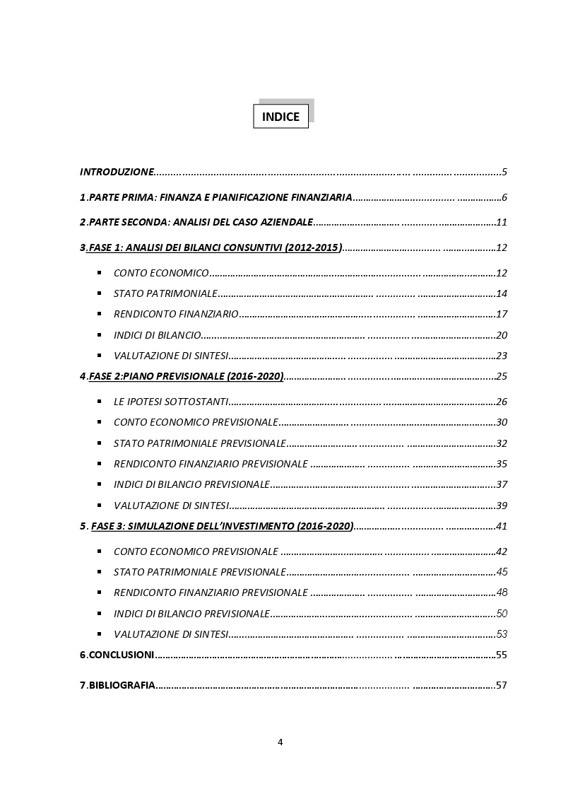 Indice della tesi: La pianificazione economico-finanziaria nella valutazione di un investimento in attivo fisso - Il caso Metal Working s.r.l., Pagina 1