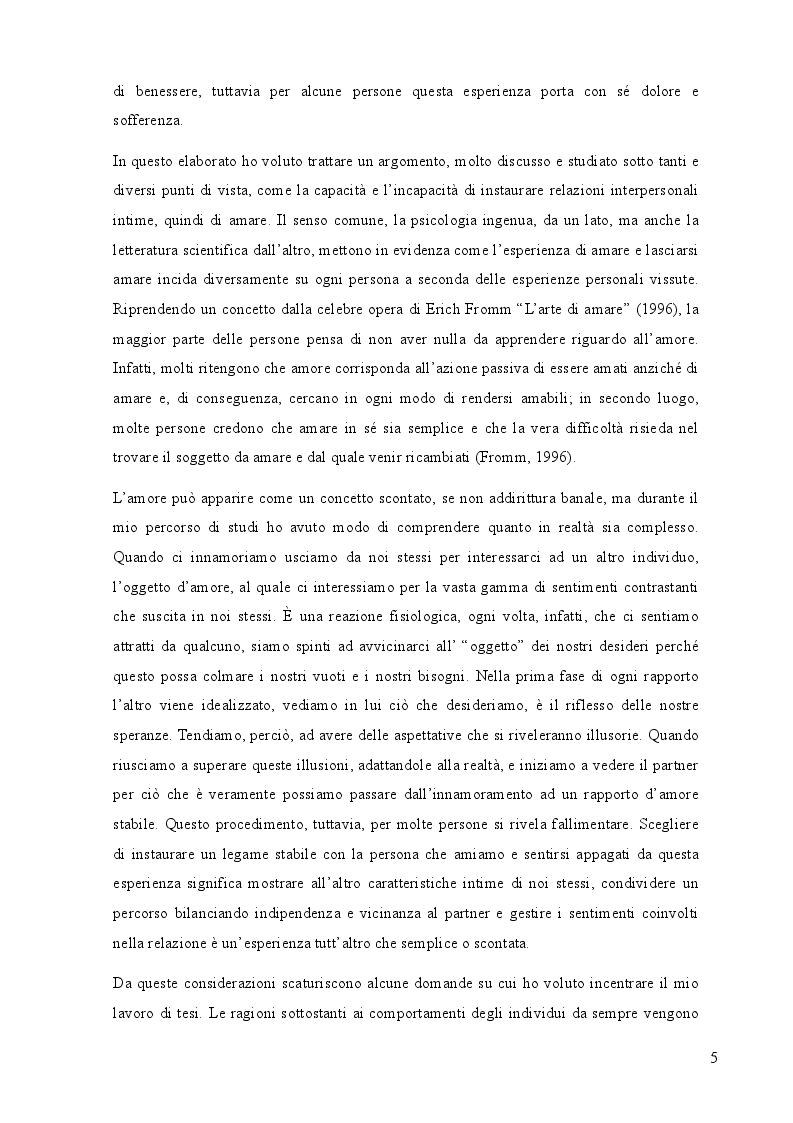 Anteprima della tesi: La capacità e l'incapacità di amare, Pagina 3