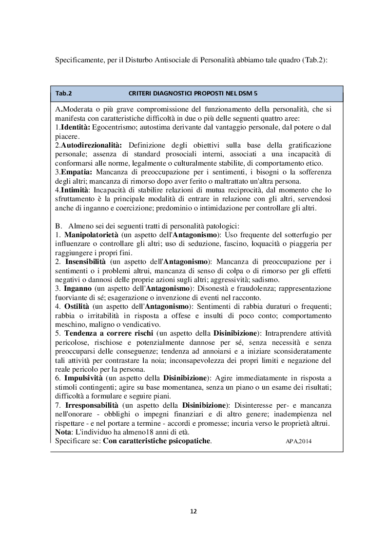 Estratto dalla tesi: Le nuove prospettive sul legame tra psicopatia, imputabilità e trattamento