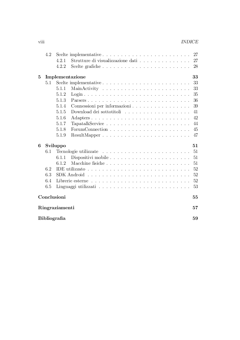 Indice della tesi: Realizzazione di un'applicazione mobile Android basata su interazioni con interfacce API di diversi servizi., Pagina 2