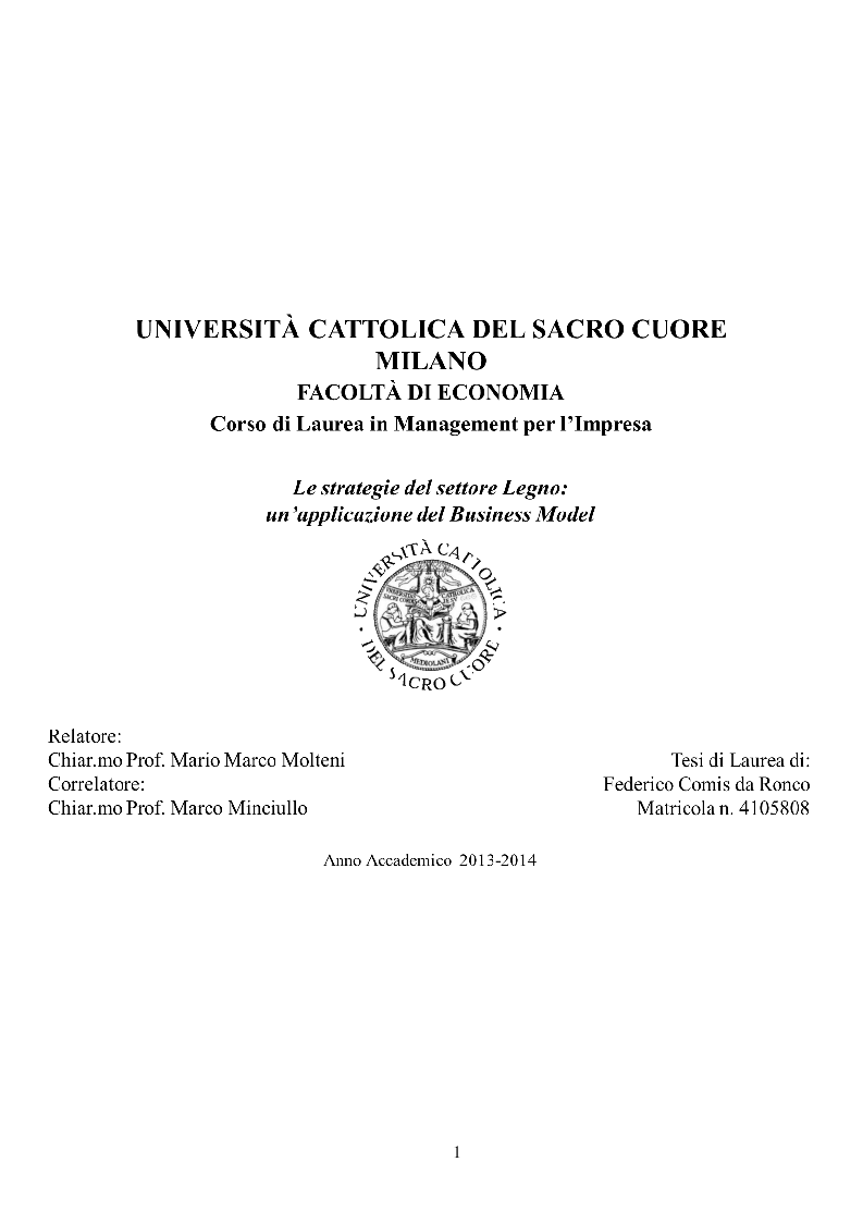 Anteprima della tesi: Le Strategie del settore Legno: un'applicazione del Business Model, Pagina 1