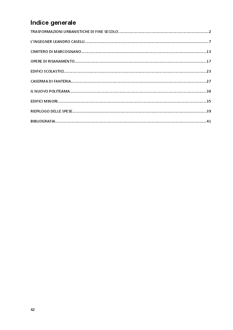 Indice della tesi: Leandro Caselli a Carrara 1884-1890, Pagina 1