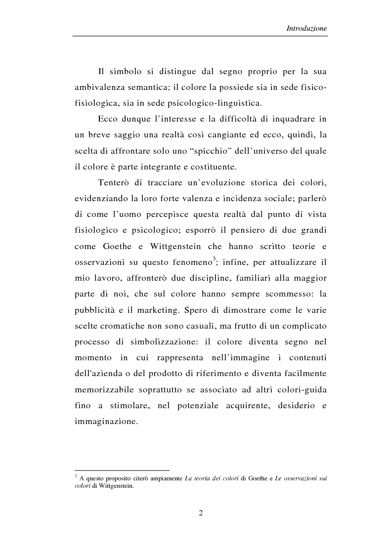 Anteprima della tesi: Il colore: dal simbolo alla campagna pubblicitaria, Pagina 2