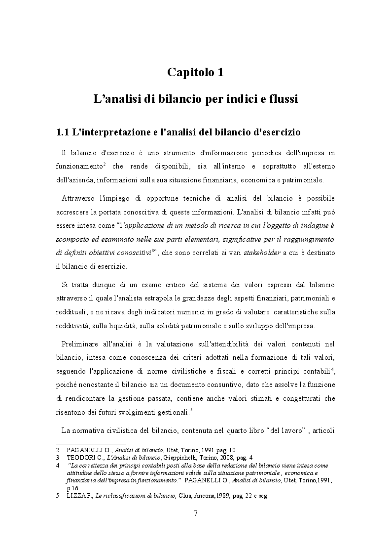 Anteprima della tesi: Analisi di bilancio per indici e flussi. Un caso aziendale, Pagina 4