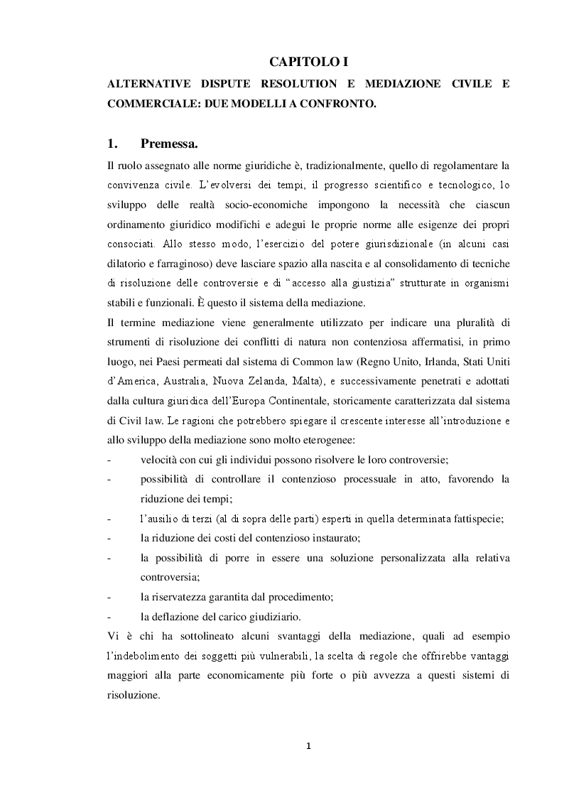 Estratto dalla tesi: Aspetti e limiti della mediazione obbligatoria in tema di responsabilità medica e sanitaria. Prospettive di riforma.