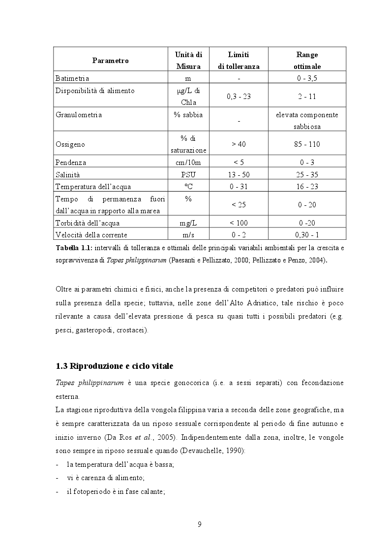 Anteprima della tesi: Gestione dei banchi di seme di Tapes Philippinarum in Laguna di Venezia: applicazione di un modello di vocazionalità, Pagina 7